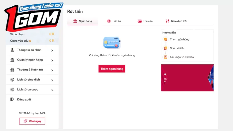 Bước 2: Chọn phương thức rút tiền